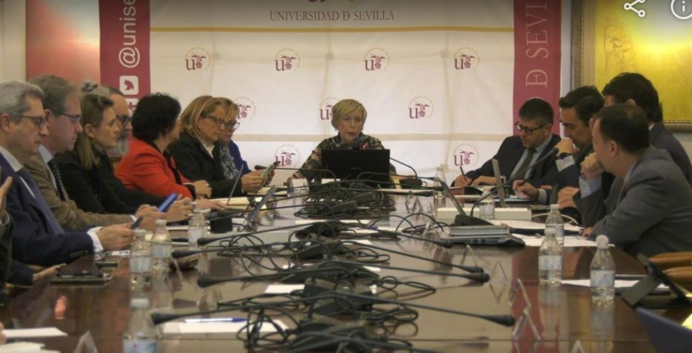 La rectora de la US, Carmen Vargas, preside el Consejo de Gobierno del 21 de enero de 2026.