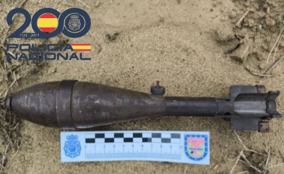 Proyectil de la Guarra Civil hallado en un armario en Huesca.