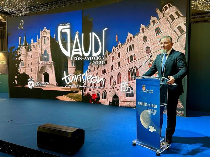 El diputado de Turismo de León, Octavio González, en los actos de presentación del Consorcio Provincial de Turismo (Turisleón) en Fitur.