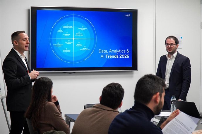 El socio y responsable de Innovación en SDG Group, Miguel Romero, en la presentación del informe 'Data, Analytics & AI Trends 2026'.