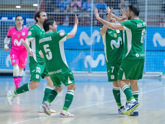 Archivo - Los jugadores del Movistar Inter FS celebran un gol.