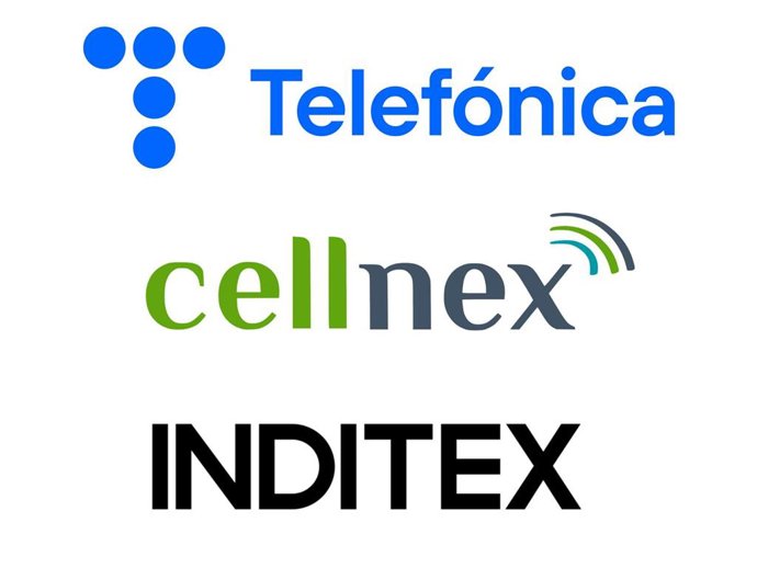 Archivo - Foto de Telefónica, Cellnex e Inditex.