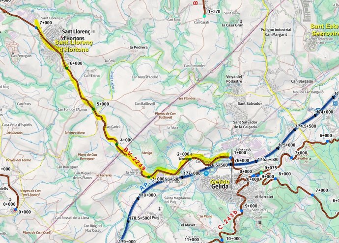 Mapa de la carretera BV-2249.