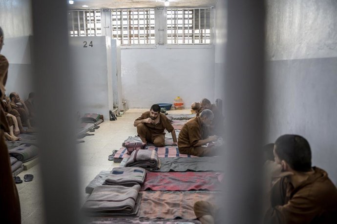 February 14, 2025, Hasaka, Syria: A cell in Panorama prison in northeast Syria, containing men who are accused of affiliation with the so-called Islamic State. Authorities say some 4,500 people of 46 different nationalities are being held in the Panorama 