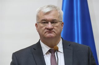 El ministro de Exteriores de Ucrania, Andri Sibiga, durante una rueda de prensa en Kiev en enero de 2026 (archivo)
