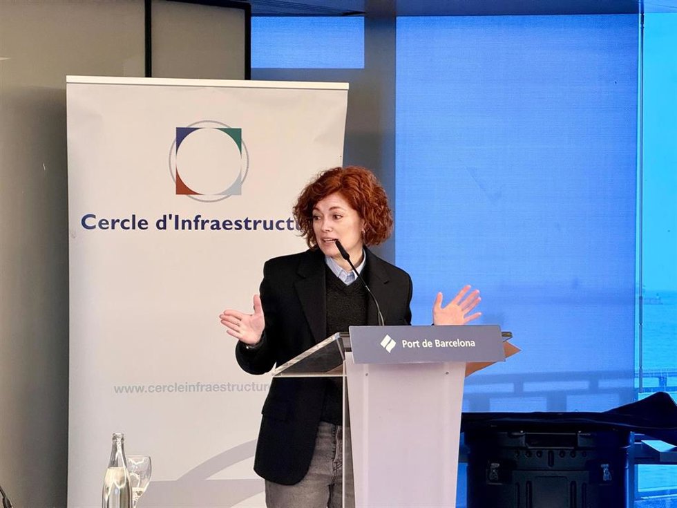La secretaria general de ERC y líder de ERC en el Ayuntamiento de Barcelona, Elisenda Alamany, en un acto del Cercle d'Infraestructures