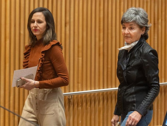 La portavoz adjunta del Grupo Parlamentario Mixto, Ione Belarra, durante la Conferencia en Defensa de la Sanidad Pública, en el Congreso.