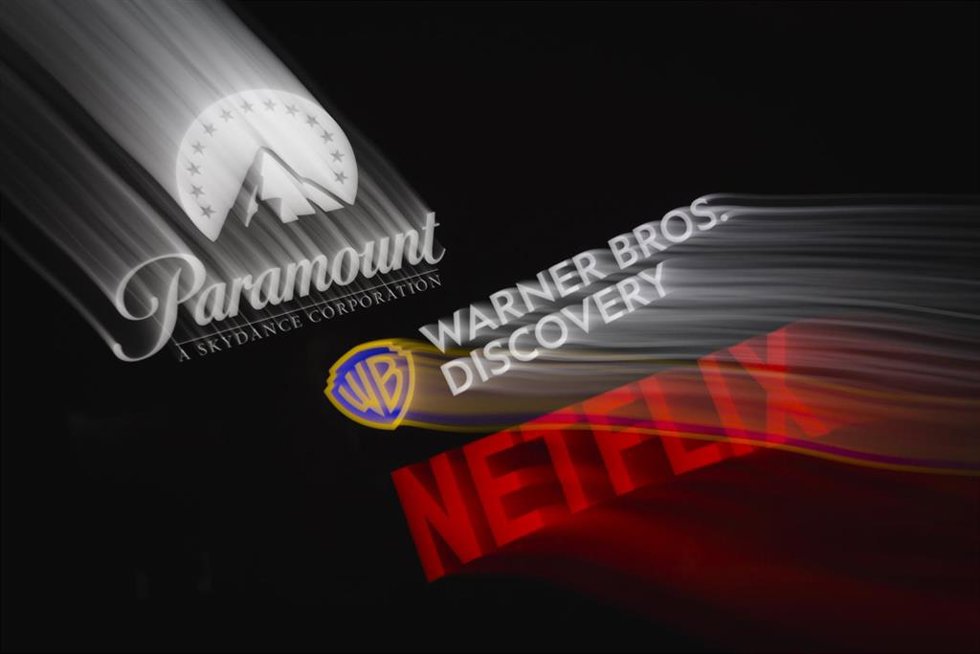Archivo - Logos de Paramount, Netflix y Warner Bros Discovery
