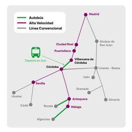 Renfe ajusta "levemente" los horarios del Plan Alternativo de Transporte Madrid-Andalucía.