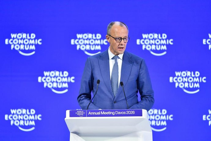 El canciller alemán, Friedrich Merz, durante su intervención en el Foro de Davos.