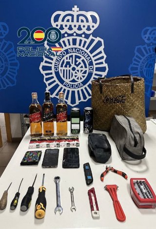 Efectos recuperados por la Policía Nacional.