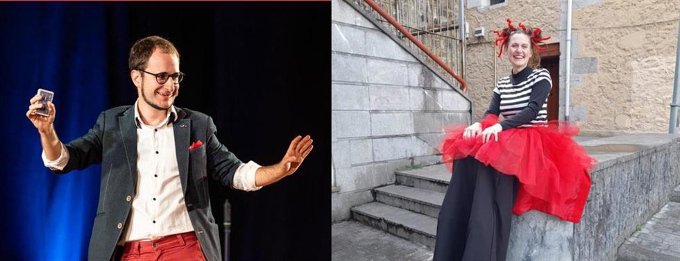 El mago Imanol Ituiño y la titiritera y actriz Mertxe Gil, Farolín y Zarambolas del Carnaval de Bilbao 2026