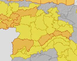 Mapa de Castilla y León con avisos meteorologicos del día 23 de enero de 2026