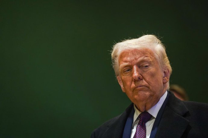 DAVOS, Jan. 22, 2026  -- U.S. President Donald Trump is pictured after his meeting with Ukrainian President Volodymyr Zelensky in Davos, Switzerland, Jan. 22, 2026. U.S. President Donald Trump said on Thursday in Davos that his meeting with Ukrainian Pres