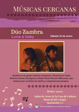 Cartel del concierto incluido en el ciclo 'Músicas Cercanas'.