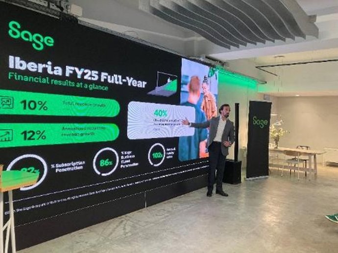 El director de Sage para España y Portugal, José Luis Martín Zabala, en la presentación de los resultados de 2025
