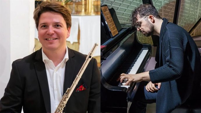 Los músidco de las Juventudes Musicales de Sevilla,  Moisés López (flauta) y Nacho Ojeda (piano).