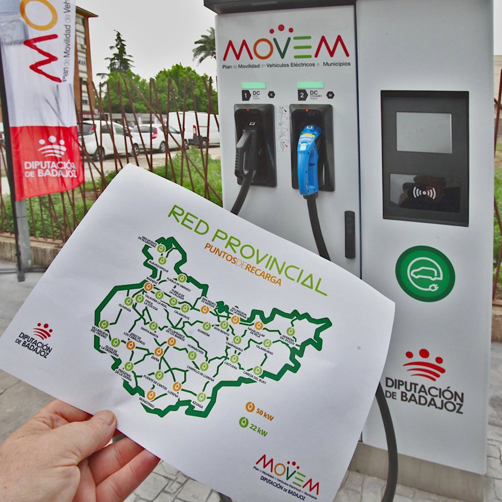 Red provincial de Badajoz de recarga de vehículos eléctricos
