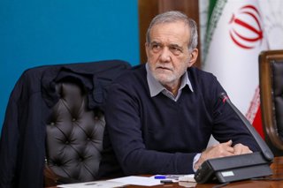 El presidente de Irán, Masud Pezeshkian, durante un acto en la capital, Teherán (archivo)