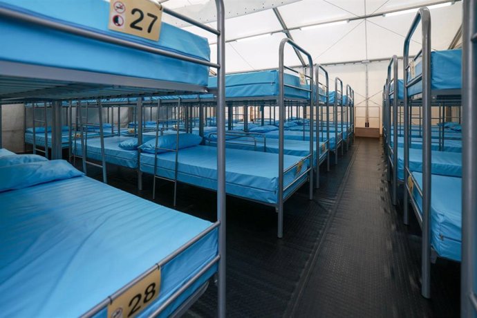 Uno de los módulos durante la visita del delegado del Gobierno, Alfonso Rodríguez Badal, a los centros de asistencia y acogida de migrantes en tránsito, a 23 de enero de 2026, en Palma, Mallorca, Islas Baleares (España). 