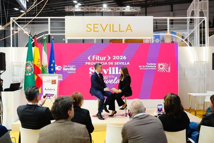 El vicepresidente de Prodetur, Rodrigo Rodríguez Hans, hace balance de la actividad de la Diputación de Sevilla en Fitur.