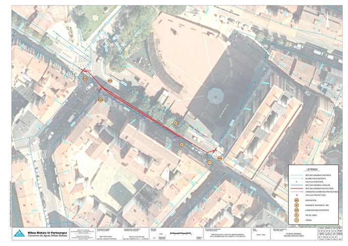 Plano de la tubería de la Alameda Las Llanas