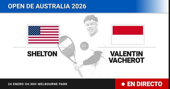 Ben Shelton - Valentin Vacherot: resumen y estadísticas del partido de Dieciseisavos de final de Australian Open ATP