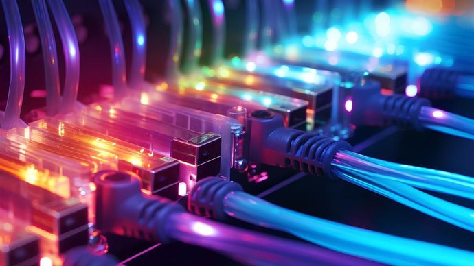 Ilustração de cabos de fibra óptica.