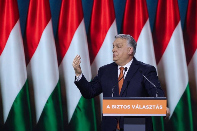 BEIJING, Jan. 12, 2026  -- Hungarian Prime Minister Viktor Orban speaks at the Fidesz party's 31st congress in Budapest, Hungary, Jan. 10, 2026. Orban said on Jan. 10 that he is ready to lead the ruling party alliance in the upcoming parliamentary electio