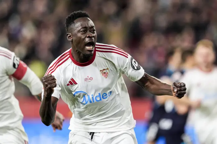 Akor Adams celebra un gol con el Sevilla FC. - Joaquin Corchero / AFP7