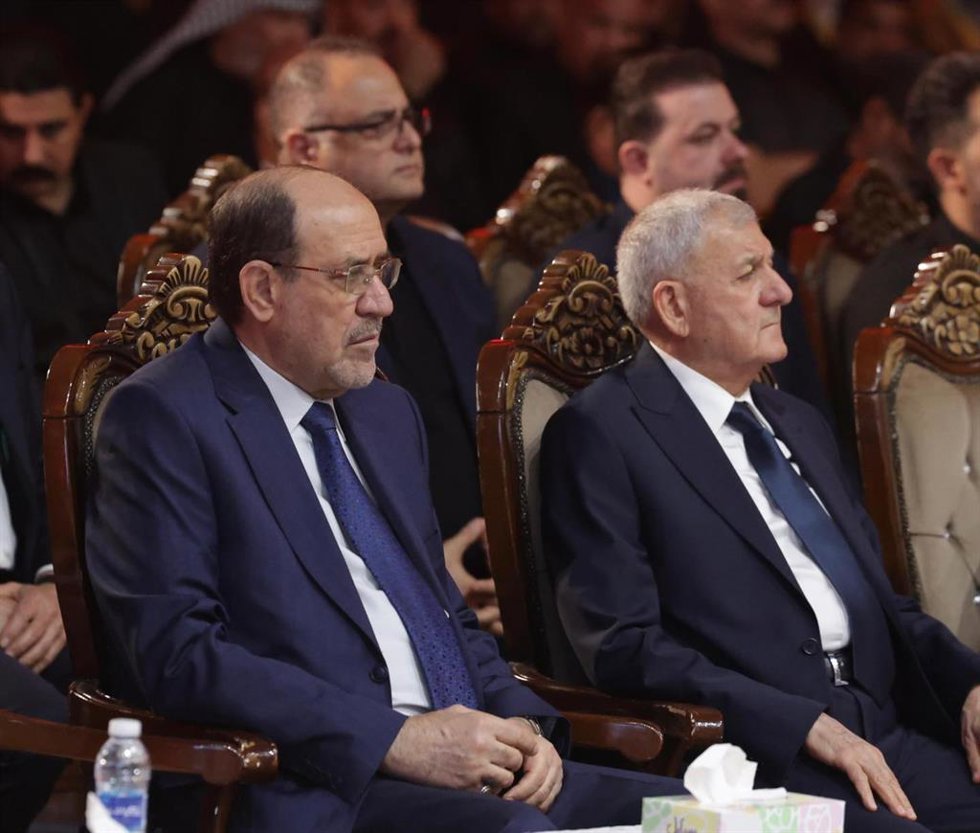 Archivo - El presidente iraquí, Abdul Latif Rashid, en un acto público con el presidente de la Coalición Estado de Derecho, Nuri al Maliki, en Bagdad, Irak, el 4 de julio de 2025