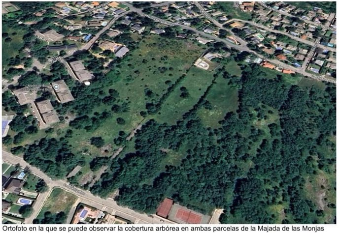 Fotografía aérea de las parcelas de la Majada de las Monjas en Becerril de la Sierra