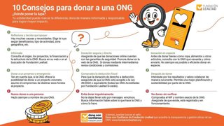 Infografía de Fundación Lealtad con 10 consejos para donar a una ONG.