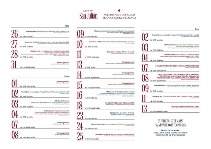 La Agrupación de Cofradías presenta la tercera edición de ‘Cuaresma en San Julián’ con más de 30 actividades gratuitas