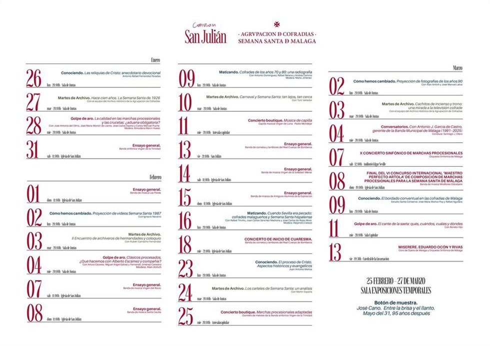 La Agrupación de Cofradías presenta la tercera edición de Cuaresma en San Julián con más de 30 actividades gratuitas