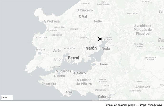 Detenido un hombre tras producirse una intoxicación por monóxido de carbono en un taller de Narón (A Coruña), a 25 de enero de 2026.