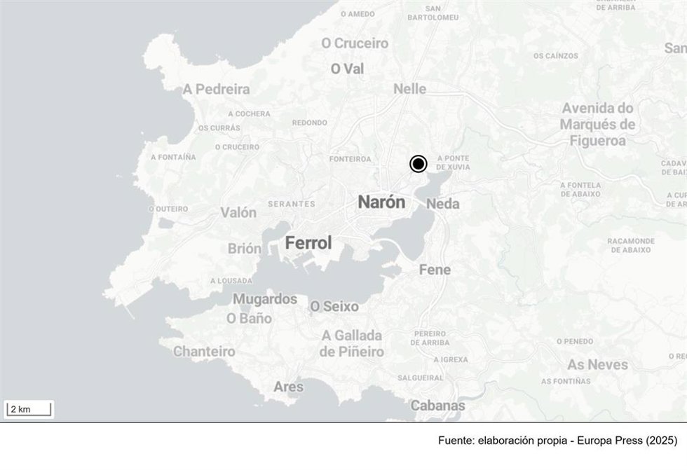 Detenido un hombre tras producirse una intoxicación por monóxido de carbono en un taller de Narón (A Coruña), a 25 de enero de 2026.