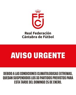 La Federación Cántabra de Fútbol suspende 33 partidos por el temporal