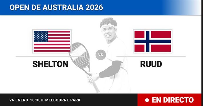 Ben Shelton - Casper Ruud: resumen y estadísticas del partido de Octavos de final de Australian Open ATP