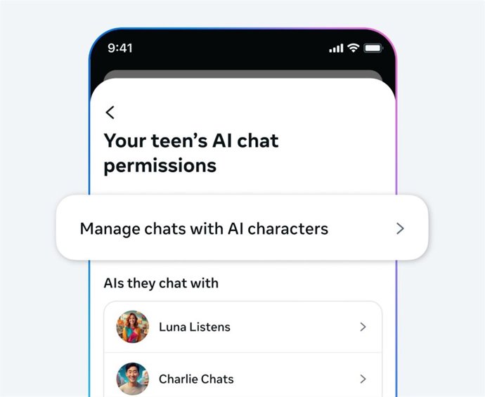 Personajes de IA en las aplicaciones de Meta.