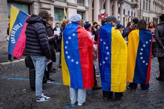 Manfiestación en Roma a favor de los presos políticos en Venezuela. 