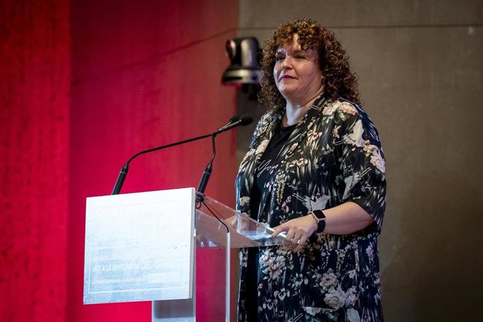 Archivo - La secretaria general de UGT Madrid, Susana Huertas, interviene durante unas jornadas en la sede de UGT