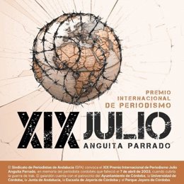 Cartel del XIX Premio Internacional de Periodismo Julio Anguita Parrado.