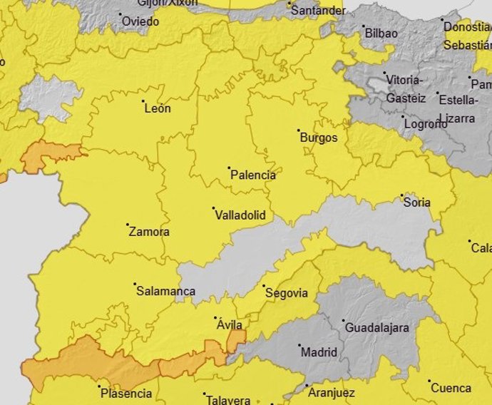 Avisos metorológicos en Castilla y Léon.