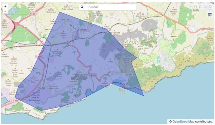 Área afectada por el incendio en las instalaciones de Repsol en la zona de Alumbres, Portmant, La Unión y zonas aledañas a las instalaciones de Repsol