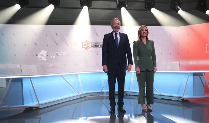 El candidato del PP, Jorge Azcón, y la candidata del PSOE, Pilar Alegría.