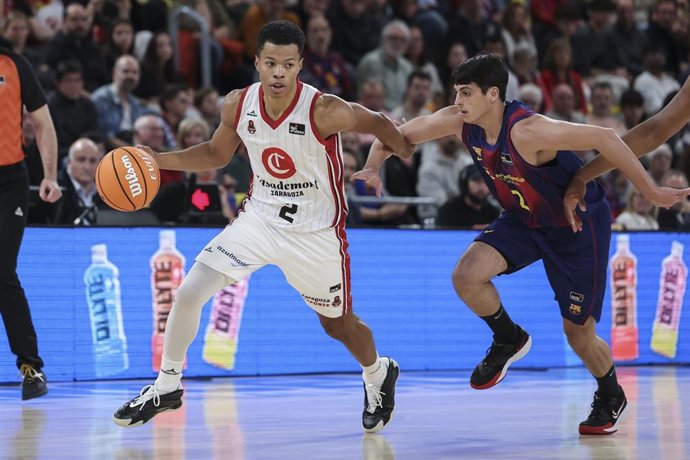 Trae Bell-Haynes, durante el partido de la Liga Endesa entre el FC Barcelona y el Casademont Zaragoza disputado en el Palau Blaugrana