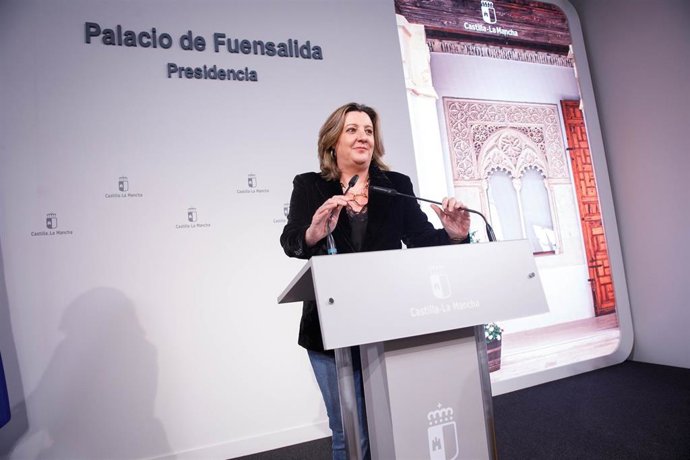 Patricia Franco durante la rueda de prensa en el Palacio de Fuensalida.