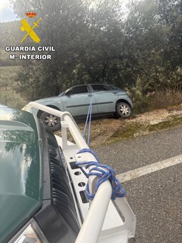 Rescate de vehículo volcado en Moclín (Granada)