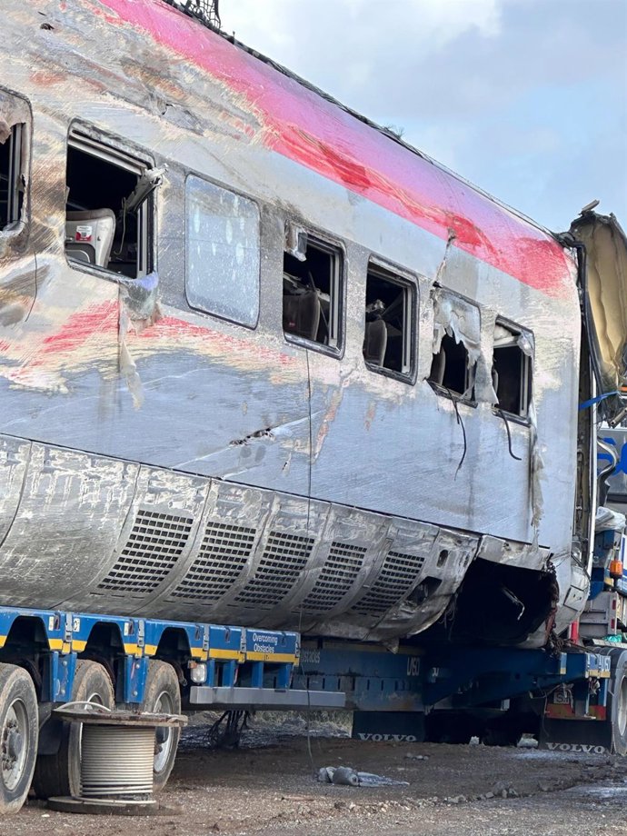 Uno de los vagones del Iryo accidentado en Adamuz